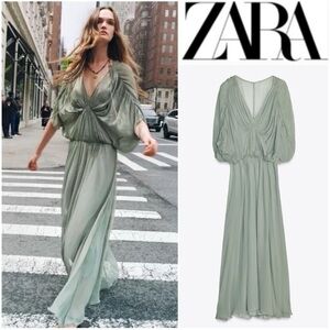 Zara Women's Green Maxi Dress size S